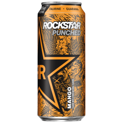 Rockstar® Punched® Mango Energy Drink Perspective: front