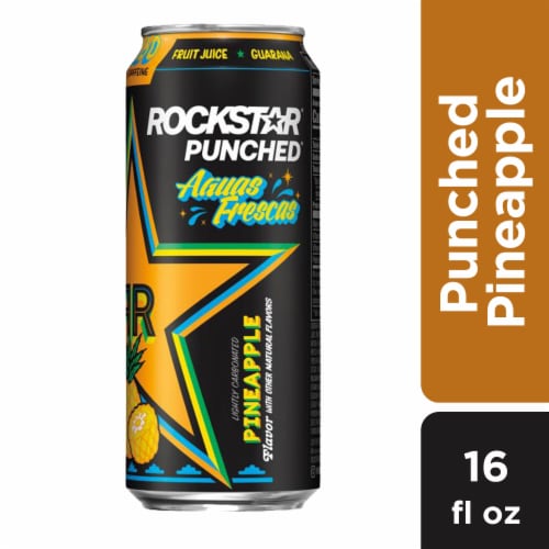 Rockstar® Aguas Frescas Pineapple Punched Energy Drink Can Perspective: front