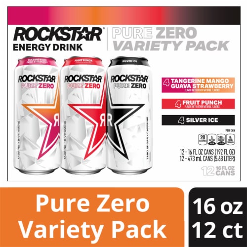 Rockstar Pure Zero Energy Drink Variety Pack Perspective: front