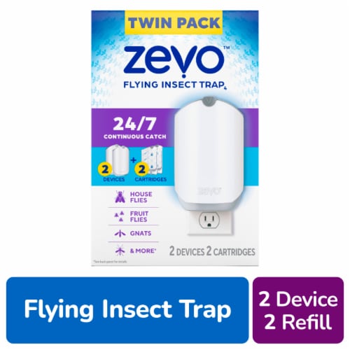 Zevo Flying Insect Trap Refill Cartridges, Fly Trap, Fruit Fly Trap (2  Refill Cartridges)