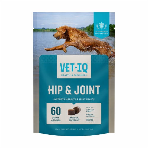 VetIQ Hip & Joint Supplement for Dogs, Chicken Flavored Soft Chews, 7.4 oz Perspective: front