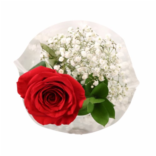 Valentine's Day Single Stem Rose Fresh Flower Bouquet Perspective: front