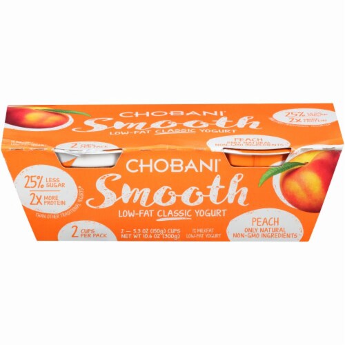 Chobani Smooth Peach Yogurt Perspective: front