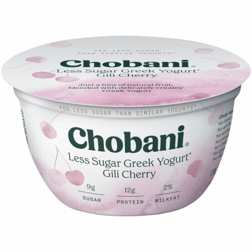 Chobani Less Sugar Gili Cherry Greek Yogurt Perspective: front