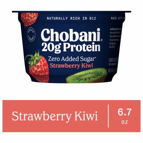 Chobani 20g Protein Strawberry Kiwi Low Fat Greek Yogurt Cup Perspective: front