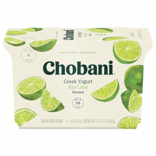 Chobani® Key Lime Low Fat Greek Yogurt Cups Perspective: front