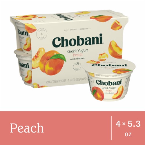 Chobani® Peach on the Bottom Nonfat Greek Yogurt Cups Perspective: front