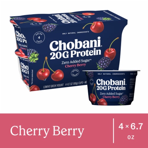 Chobani® 20G Protein Lowfat Greek Yogurt Cherry Berry Perspective: front