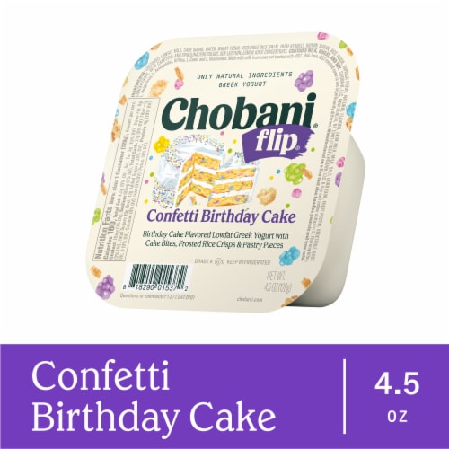Chobani Flip Greek Confetti Birthday Cake Yogurt 4.5 oz Perspective: front