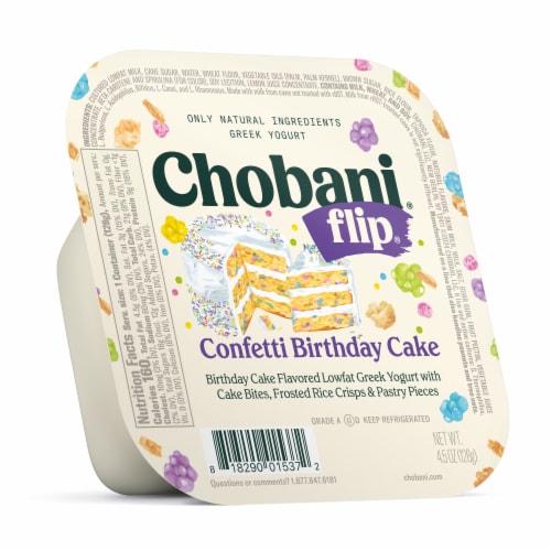 Chobani Flip Greek Confetti Birthday Cake Yogurt 4.5 oz Perspective: front