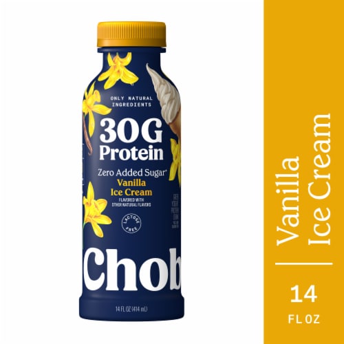 Chobani Zero Added Sugar Greek Yogurt Vanilla Ice Cream Protein Drink 14 fl oz Perspective: front