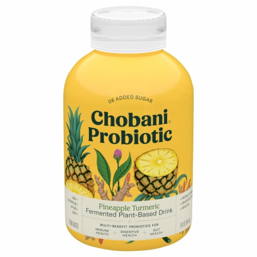 Chobani Probiotic Pineapple Turmeric Plant-Based Drink Perspective: front