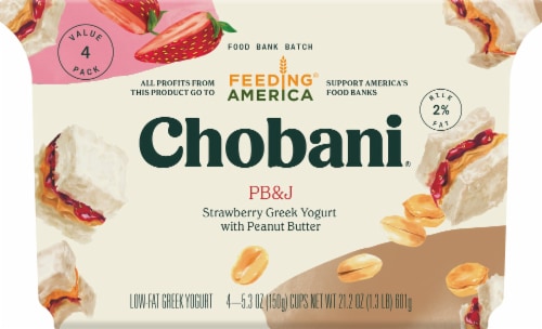Chobani PB&J Strawberry Low-Fat Greek Yogurt with Peanut Butter Perspective: front