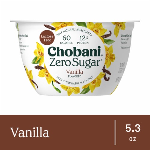 Chobani® Zero Sugar Vanilla Greek Yogurt Cup Perspective: front
