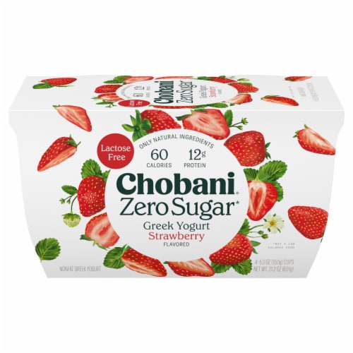 Chobani® Zero Sugar Strawberry Greek Yogurt Cups Perspective: front