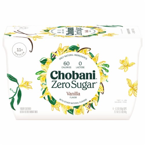 Chobani® Zero Sugar Vanilla Greek Yogurt Cups Perspective: front