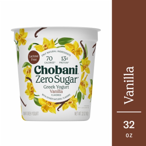 Chobani Zero Sugar Vanilla Yogurt Perspective: front