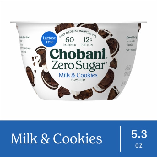 Chobani® Zero Sugar Milk & Cookies Greek Yogurt Cup Perspective: front