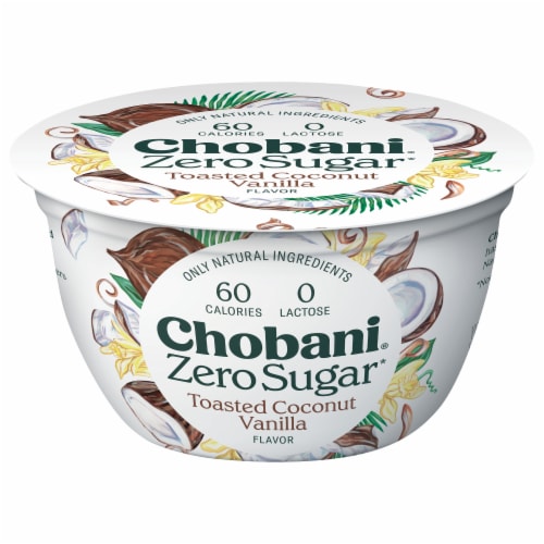 Chobani® Zero Sugar Toasted Coconut Vanilla Greek Yogurt Perspective: front