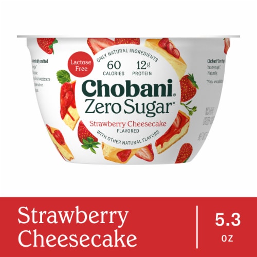 Chobani® with Zero Sugar Strawberry Cheesecake Yogurt Perspective: front
