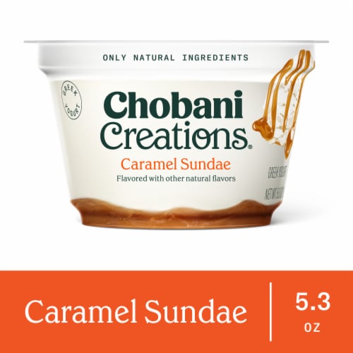 Chobani Creations Greek Caramel Sundae Yogurt Perspective: front