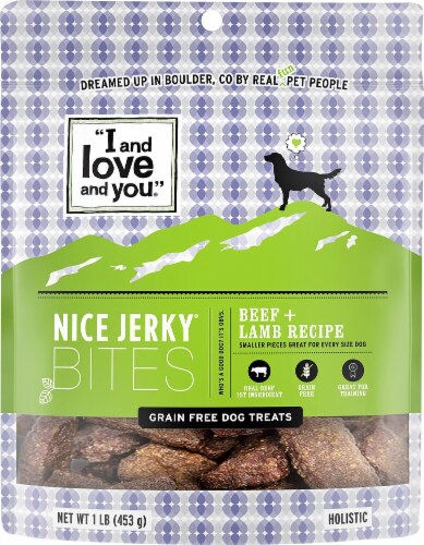 I and Love and You  Nice Jerky Bites   Beef + Lamb Recipe Perspective: front