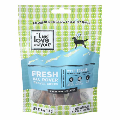 I and Love and You Fresh All Rover Breath Bones with Turkey Perspective: front