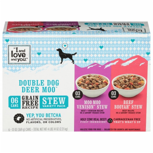I and Love and You® Double Dog Deer Moo™ Stew Wet Dog Food Variety Pack Perspective: front