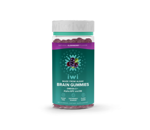 iWi Elderberry Omega - + Alpha-GPC and B6 Brain Gummies Perspective: front