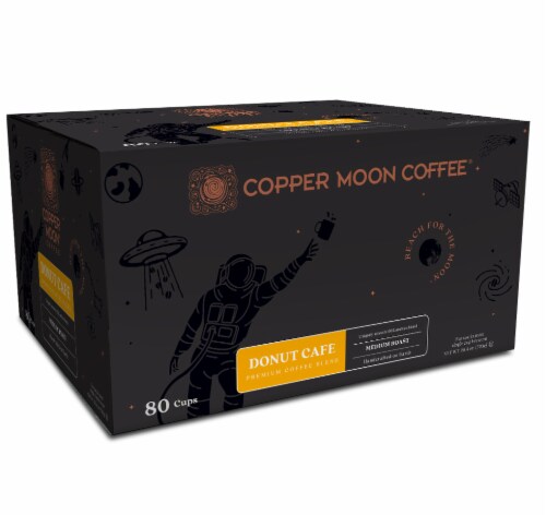 Copper Moon Coffee Donut Cafe Medium Roast Single Cups Perspective: front