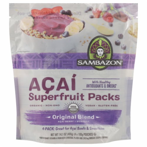 Sambazon Organic Original Acai Blend Superfruit Pack Perspective: front