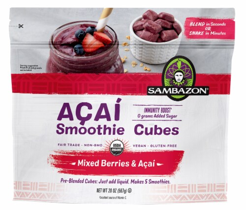 Sambazon® Mixed Berries & Acai Smoothie Cubes Perspective: front