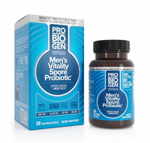 Probiogen® Men's Vitality Spore Probiotic Vegetarian Capsules Perspective: front