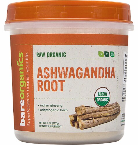 BareOrganics Aswagandha Root Powder Dietary Supplement Perspective: front