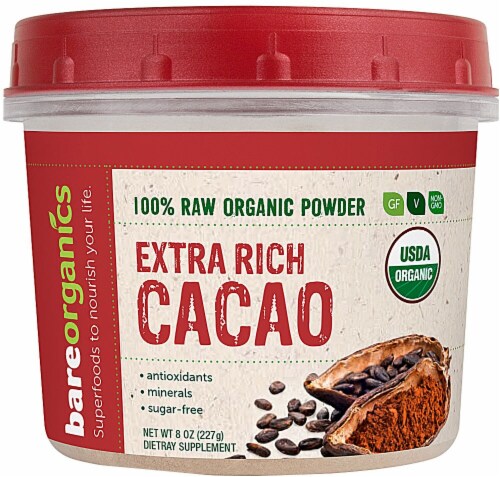 Bare Organics Extra Rich Raw Cacao Powder Perspective: front