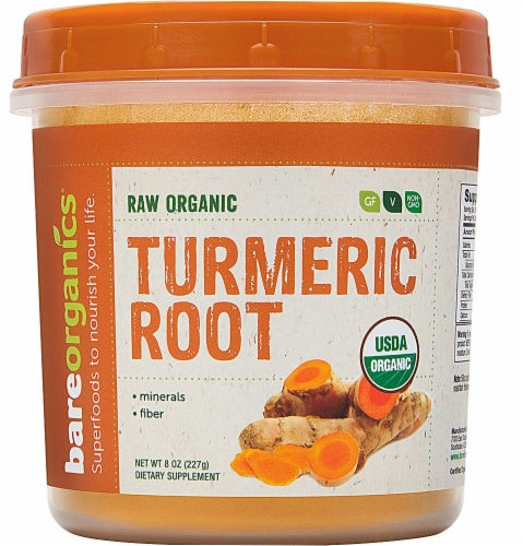 BareOrganics Turmeric Root Powder Dietary Supplement Perspective: front