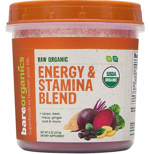 BareOrganics Energy & Stamina Blend Dietary Supplement Perspective: front