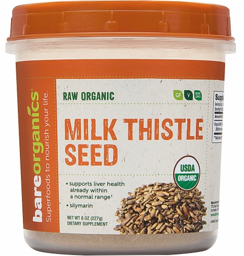 BareOrganics Raw Organic Milk Thistle Seed Powder Perspective: front