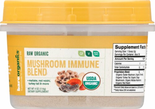 BareOrganics Raw Mushroom Immunity Blend Supplement Perspective: front