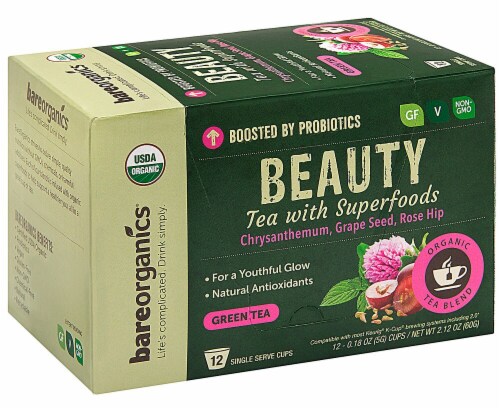 BareOrganics Beauty Green Tea Single Serve Cups Perspective: front