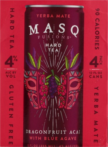 Masq Fusions Dragonfruit Acai Yerba Mate Hard Tea Perspective: front