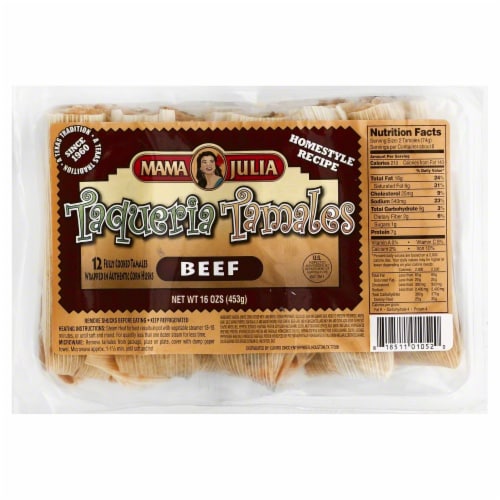 Mama Julia Taqueria Beef Tamales 12 Count Perspective: front