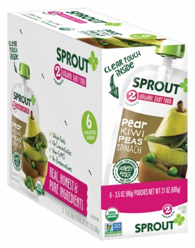 Sprout Pear Kiwi Peas Spinach Stage 2 Organic Baby Food Perspective: front