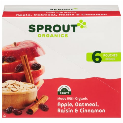 Sprout Organic Apple Oatmeal Raisin with Cinnamon Stage 2 Baby Food Perspective: front