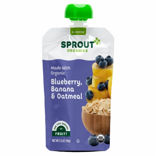 Sprout Organic® Blueberry Banana Oatmeal Stage 2 Baby Food Perspective: front