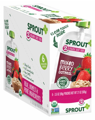 Sprout Organic Mixed Berry Oatmeal Stage 2 Baby Food Perspective: front