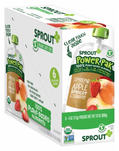 Sprout Power Pak Superblend Apple Apricot Strawberry Stage T Baby Food Perspective: front