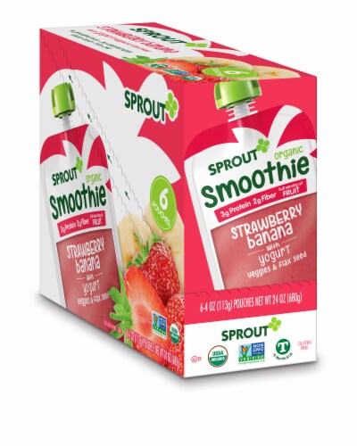 Sprout Organic Strawberry Banana Smoothie Toddler Food Perspective: front