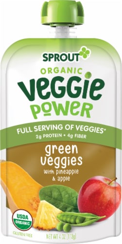 Sprout® Organic Veggie Power Green Veggies With Pineapple & Apple Food Pouch Perspective: front