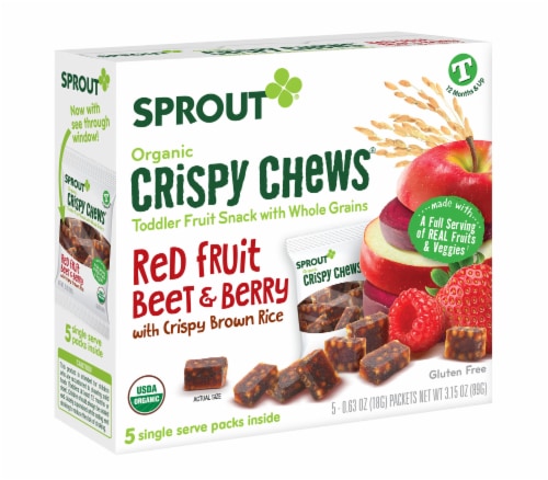 Sprout Red Fruit Beet & Berry with Crispy Brown Rice Organic Toddler Crispy Chews Snack Perspective: front